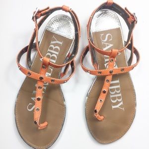 Sam & Libby Orange Studded Strappy Ankle Sandals